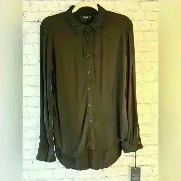 Michael Lauren XS Black Long-Sleeve Button-Down Blouse - Classic and Chic - Picture 1 of 6